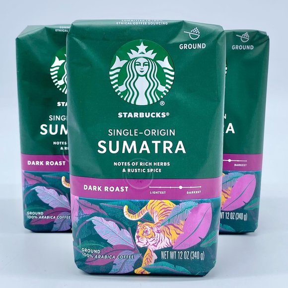 Starbucks Ground Coffee Single-Origin Sumatra Dark Roast 12 oz. Bags (3 Pack) - Picture 5 of 6